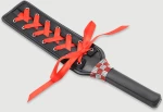 Δερμάτινο Paddle Με Κορδόνια & Καρό Λαβή Leather Paddle With Laces & Plaid Handle - Μαύρο/Κόκκινο
