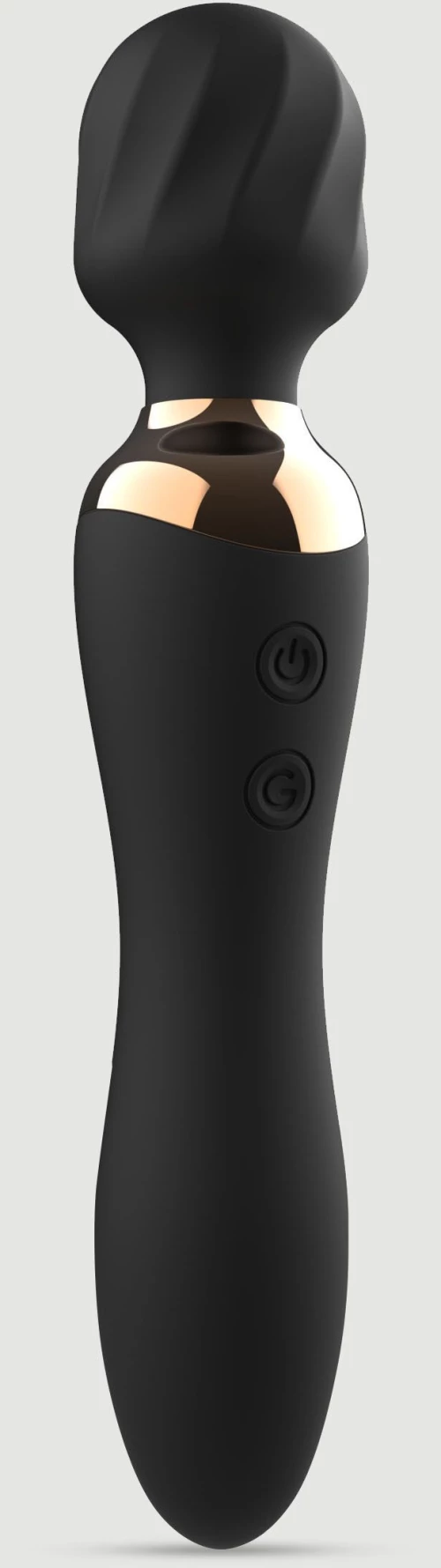 Δονητής Μασάζ Σιλικόνης & Δονητής 2 σε 1 Vibro-Wand Premium Silicone Massage Wand Stimulator & Vibrator 2 in 1 - Μαύρος