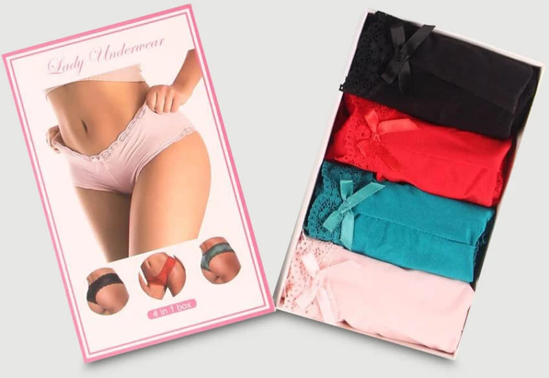 Σετ Σλιπ Δαντέλας 4 in 1 Box High Quality Comfortable Lace Panty 4 in 1 Box