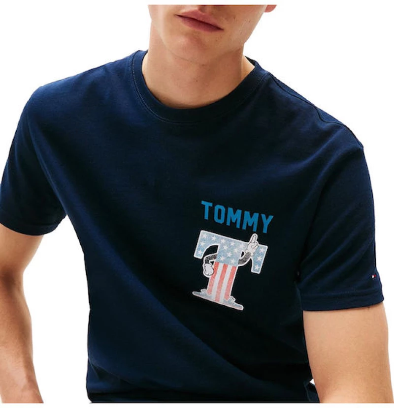 Tommy Jeans ανδρικό βαμβακερό regular t-shirt μπλε DM0DM21914-C1G