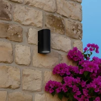 kelvo® MURANO KLV-101-0015 Φωτιστικό Τοίχου / Απλίκα για 2 Λάμπες MR16 με Ντουί GU10 AC 220-240V Αδιάβροχο IP65 - Μαύρο Ματ - Μ8 x Π8 x Υ15cm