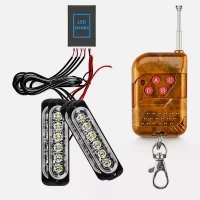 Φώτα 24 LED μπροστινής μάσκας αυτοκινήτου 4 τεμαχίων με τηλεχειρισμό HW-0421Πορτοκαλί Amber