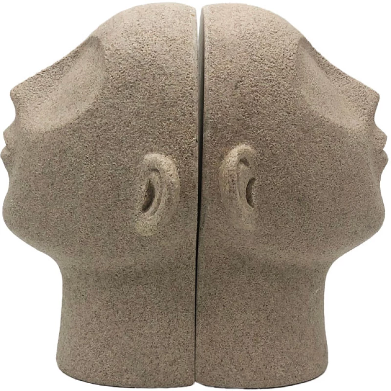 LIBERTA VOLTO LIBRO ΔΙΑΚΟΣΜΗΤΙΚΟ ΠΡΟΣΩΠΟ 25x18.5x23cm POLYRESIN STONE ΜΠΕΖ