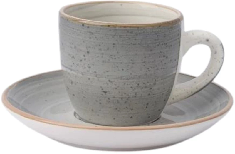 ΣΕΤ 6 ΦΛΙΤΖΑΝΙΑ ΚΑΦΕ STONEWARE 90ml ΣΕ ΓΚΡΙ ΧΡΩΜΑ  - Ankor 853588
