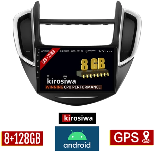 KIROSIWA 8GB + 128GB CHEVROLET TRAX (2014 - 2022) Android οθόνη αυτοκίνητου με GPS WI-FI (ηχοσύστημα αφής 9" ιντσών OEM Youtube Playstore MP3 USB Radio Bluetooth Mirrorlink DSP Apple Carplay Android Auto 4x60W, AUX)