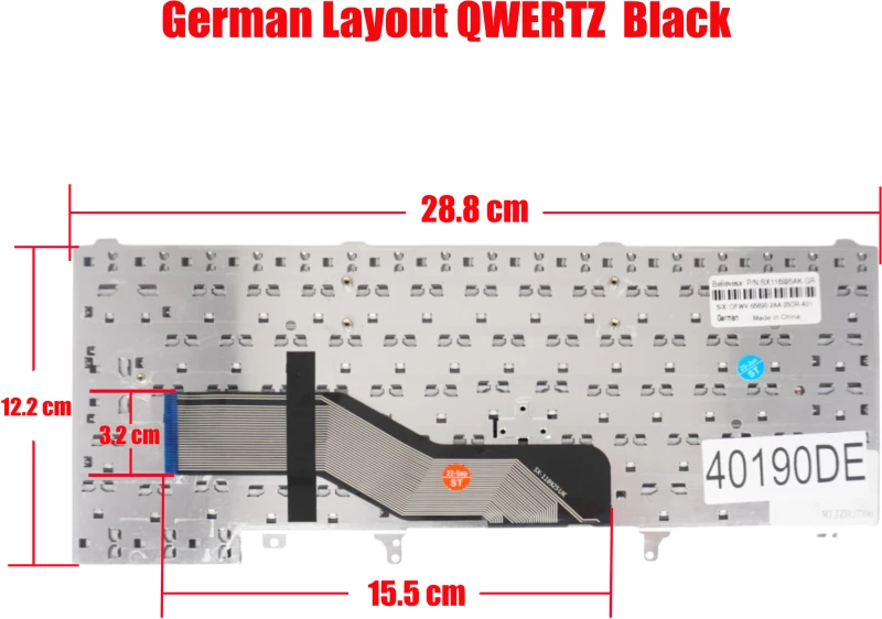 Deutsche Tastatur für Laptop - German Laptop Keyboard για Dell Latitude E5420 E5420M E5430 XT3 E6220 E6320 E6330 E6420 E6430 E6430s E6440 E6520 E6530 E5520 E5530 RT1FW 0RT1FW V118925CS1 DE Black ( Κωδ.40190DE )