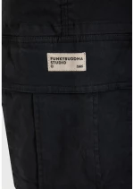 FUNKY BUDDHA Ανδρική μαύρο cargo παντελόνι FBM013-002-02 BLACK
