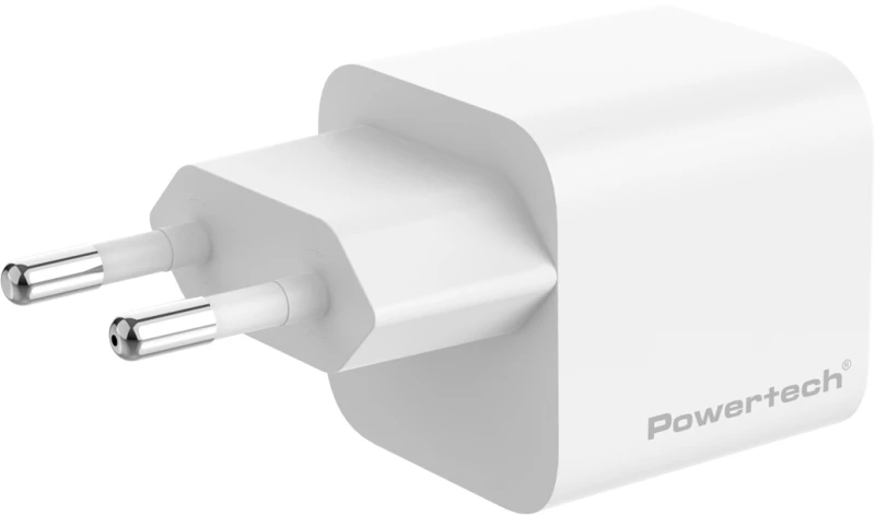 POWERTECH φορτιστής τοίχου PT-1577 με καλώδιο, USB-C, 65W, GaN, AVS, λευκός