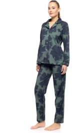 Γυναικεία Πυτζάμα Pink Label - Σεμιζιέ - Μπλε Floral - Regular Fit - Cotton