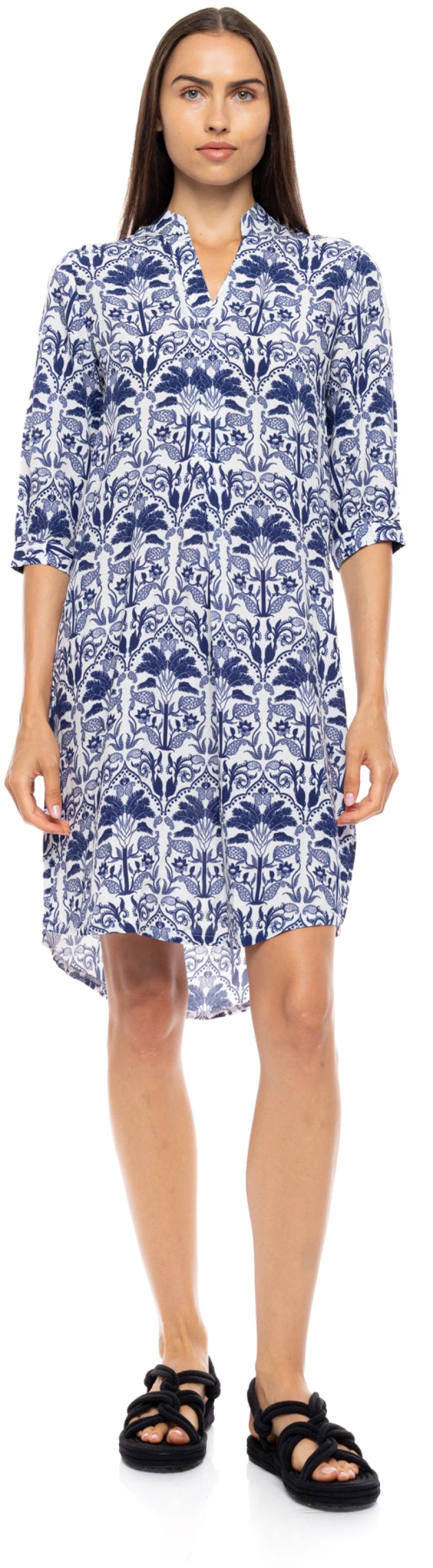 Γυναικείο Beachdress Pink Label - BLUE TROPICAL - 3/4 Μανίκι - Viscose