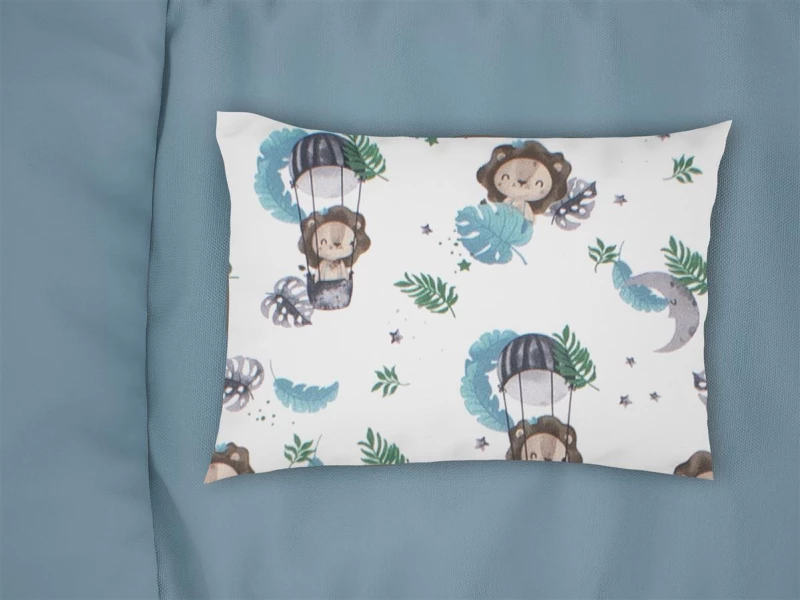 Μαξιλαροθήκη Εμπριμέ kids Lion 533 50X70 Sky Blue 100%  Cotton