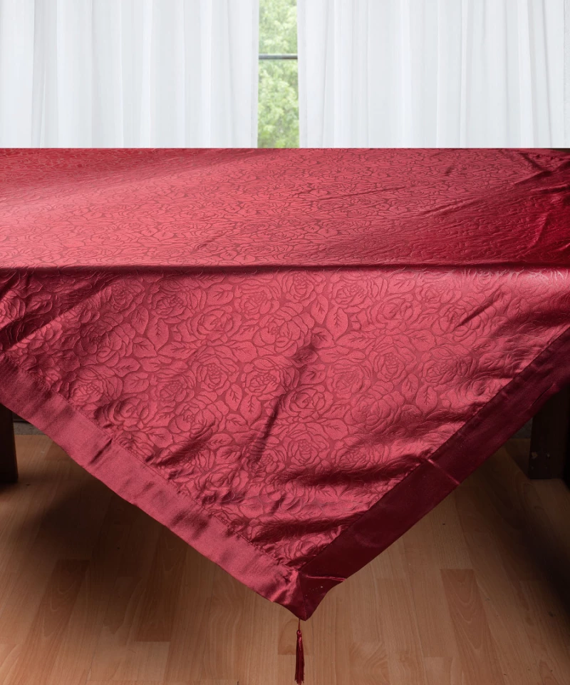 Σατέν τραπεζομάντηλο 2009 λουλούδι (160cm x 260cm) μπορντώ