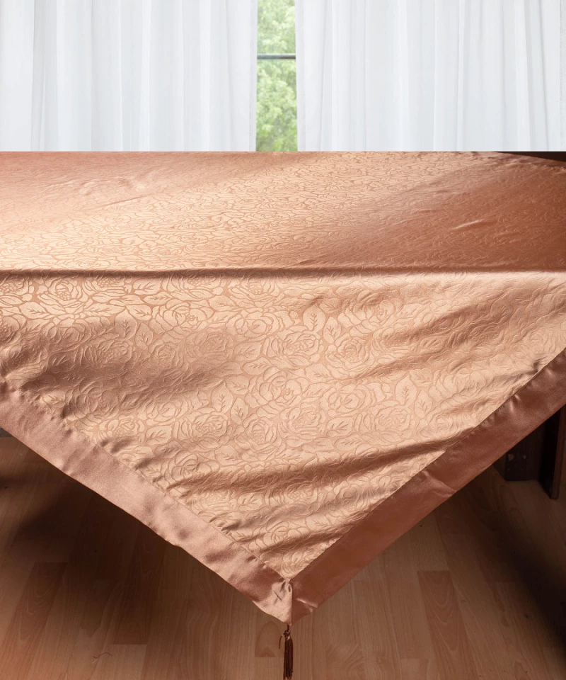 Σατέν τραπεζομάντηλο 2009 λουλούδι (160cm x 260cm) καφέ