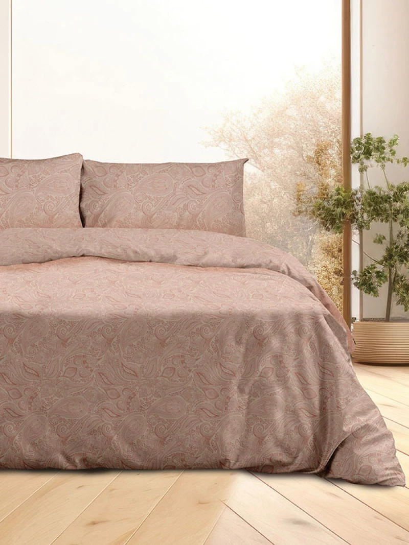 Σετ Σεντόνια Flannel 2040 Pink Διπλό με λάστιχο (150x205 30)