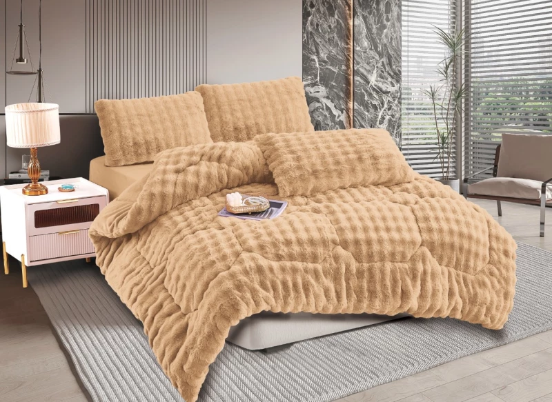 Κουβερτοπάπλωμα burble (240cm x 260cm  2 x50cm x 70cm) ανοιχτό καφέ