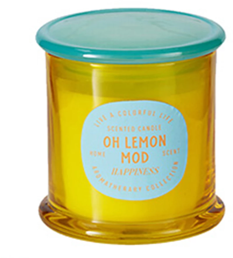 Κερί σε γυάλινο δοχείο με άρωμα  Oh Lemon Happiness  9,1x9,1x10,9cm 27454 CA499