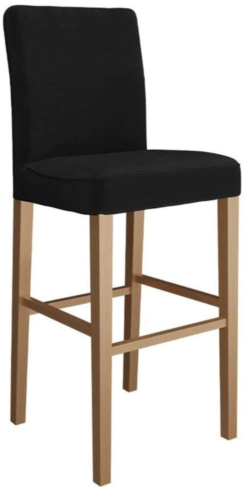 Σκαμπό Μπαρ Kleon 162447459 45x52x105cm Natural-Black Βελούδο, Ξύλο