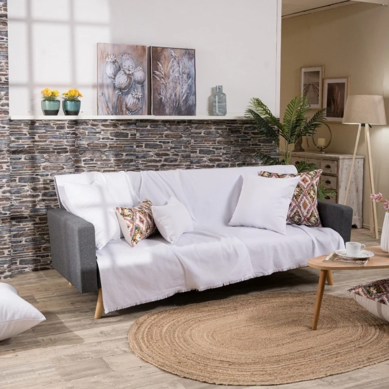 Ριχτάρι Bari 00 White Teoran Πολυθρόνα 180x150cm Βαμβάκι-Πολυέστερ