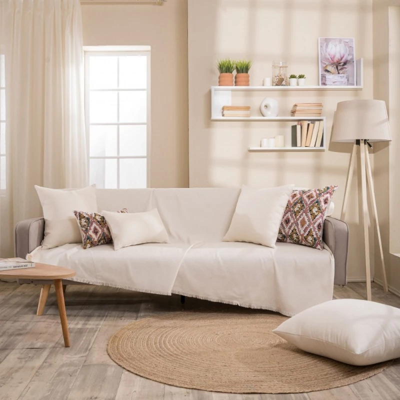 Ριχτάρι Bari 01 Ecru Teoran Πολυθρόνα 180x150cm Βαμβάκι-Πολυέστερ