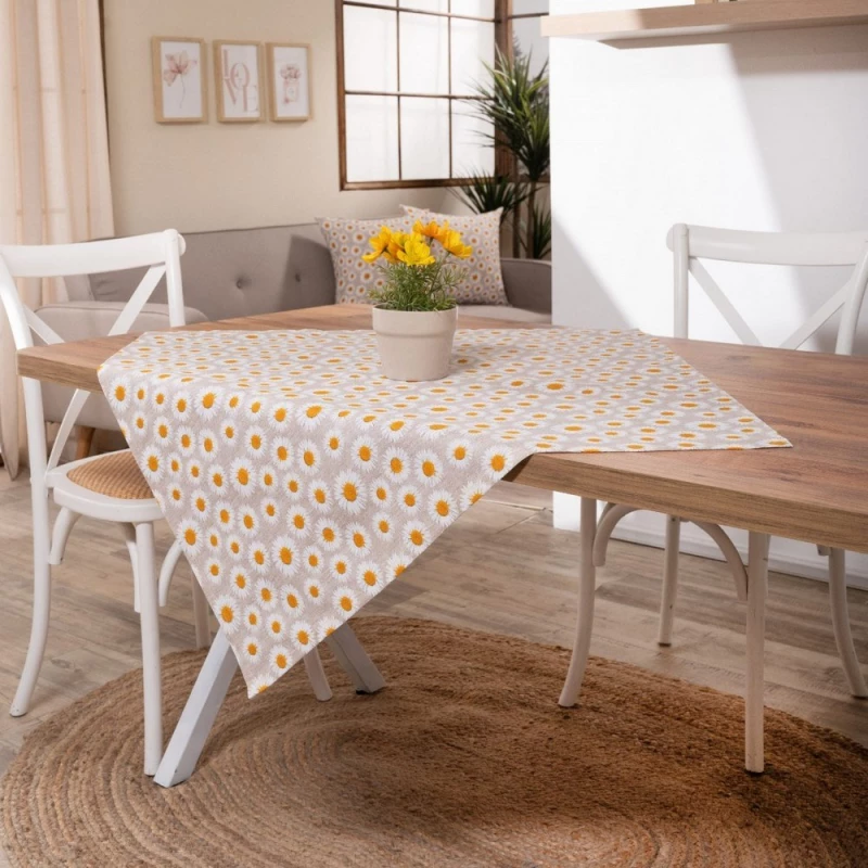 Καρέ Floreta 01 Beige Teoran 90X90cm Βαμβάκι-Πολυέστερ