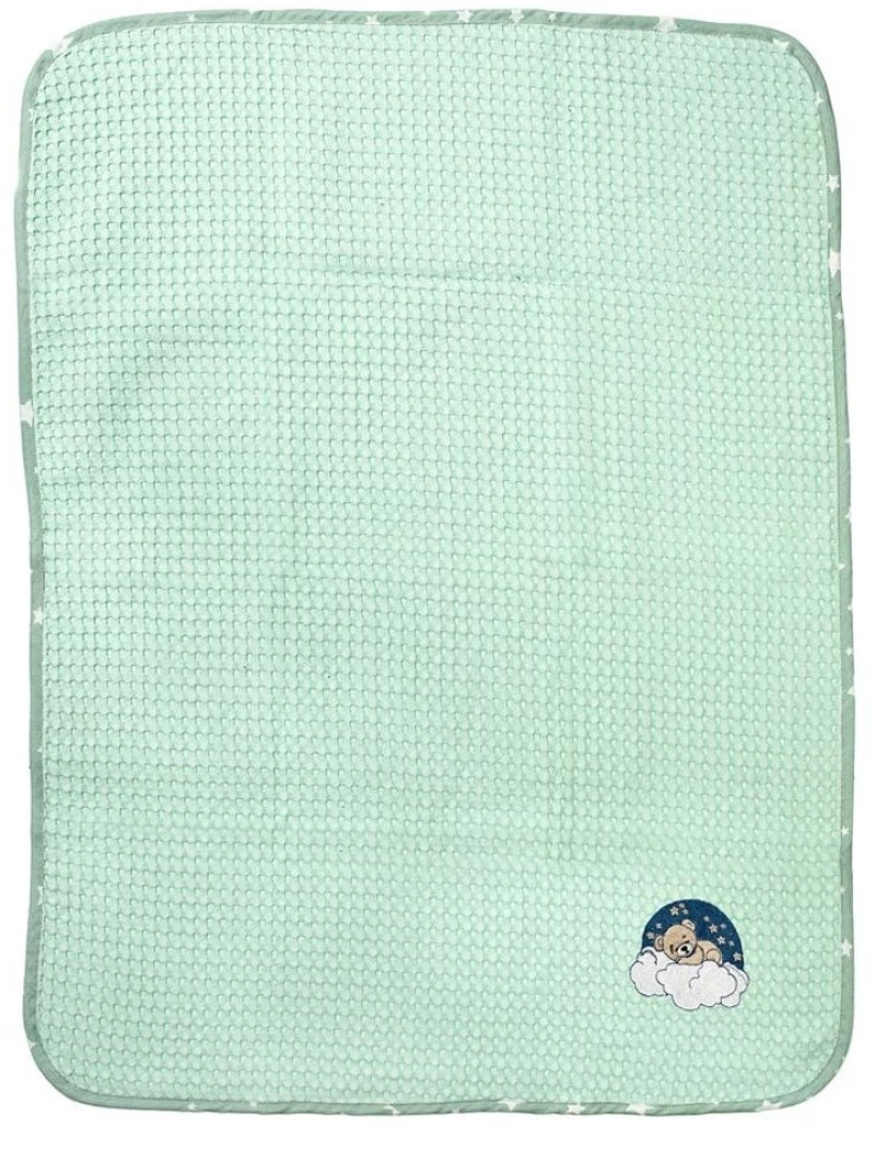 Κουβέρτα Βρεφική Cloudy Bear 178 Πικέ Με Κέντημα Mint DimCol Αγκαλιάς 80x110cm 100% Βαμβάκι