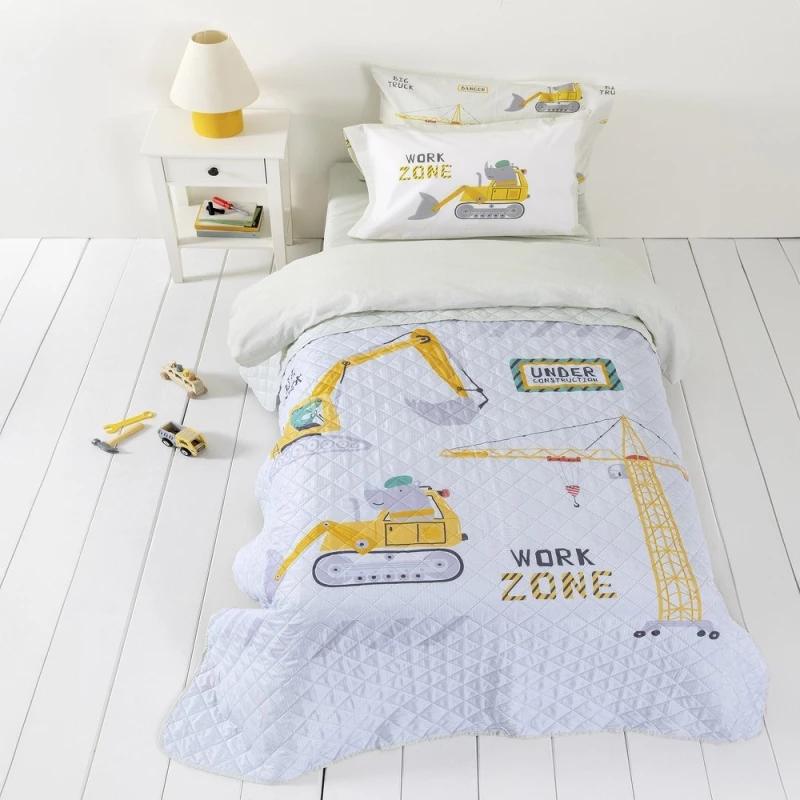 Κουβερλί Παιδικό Big Truck White-Yellow Nima Ημίδιπλο 180x220cm Microfiber