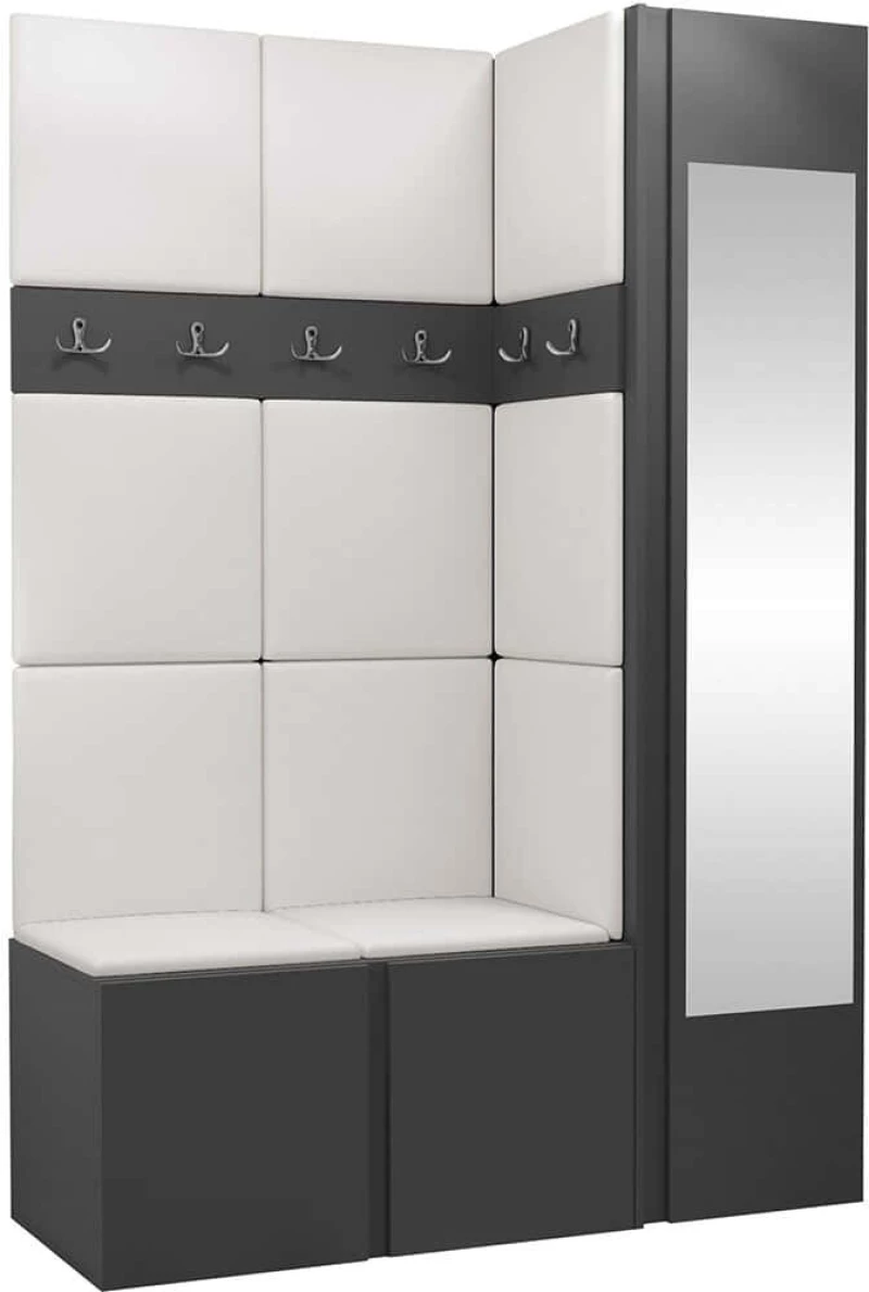Έπιπλο Εισόδου Orion 163062669 124x44x168cm Anthracite-White Μοριοσανίδα