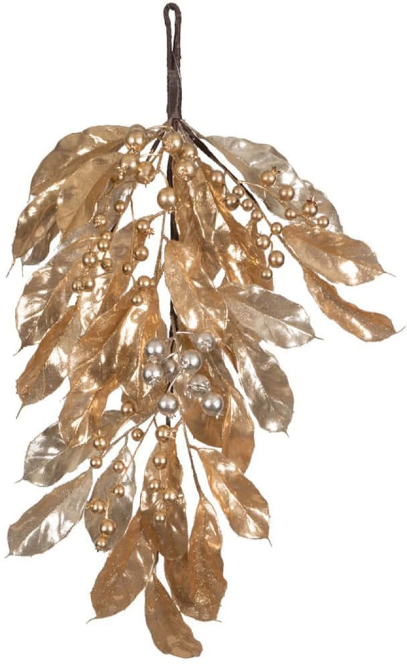 Χριστουγεννιάτικο Κλαδί Δάκρυ Με Γκι 26219 70cm Gold