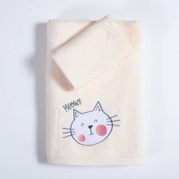 Πετσέτες Παιδικές Cat Life (Σετ 2τμχ) Ecru Nef-Nef Homeware Σετ Πετσέτες 70x140cm 100% Βαμβάκι
