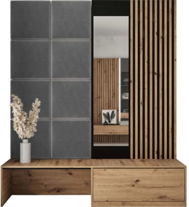 Έπιπλο Εισόδου Premium I 162558939 172x42x205cm Natural-Grey Μοριοσανίδα