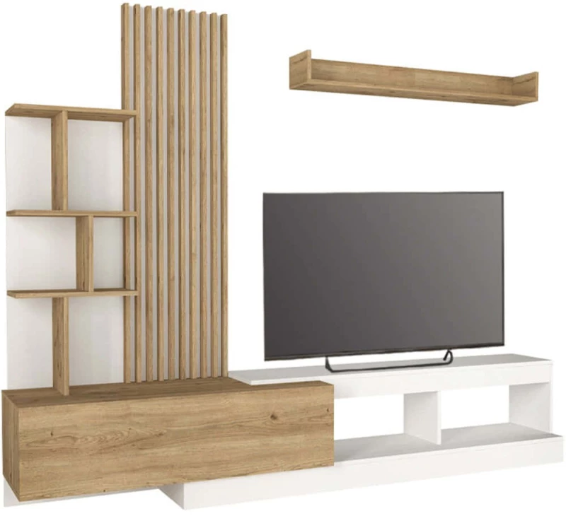 Σύνθεση Τηλεόρασης Vermont 0272364 240x40x192cm White-Oak