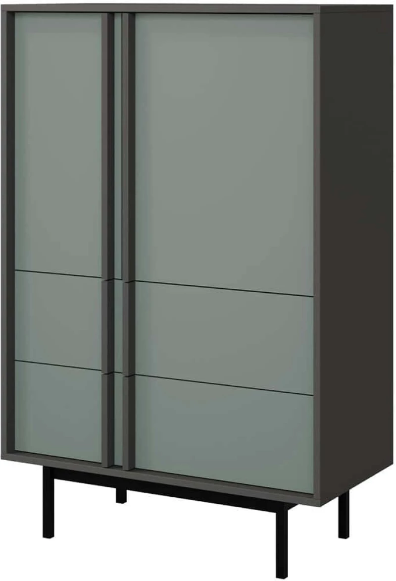 Μπουφές Alsy Reg 162912499 83x43x127cm Dark Grey-Anthracite Μοριοσανίδα, Μέταλλο