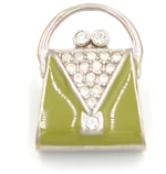 LAPEL PIN ΚΑΡΦΙΤΣΑ ΑΠΟ ΜΕΤΑΛΛΟ, σε σχήμα τσάντας σε πράσινο χρώμα.