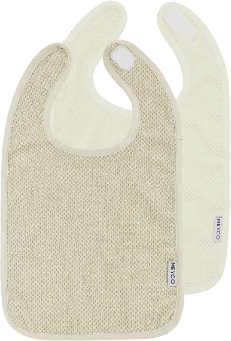Meyco Σετ 2 Βαμβακερές Σαλιάρες Popcorn natural/soft sand με velcro