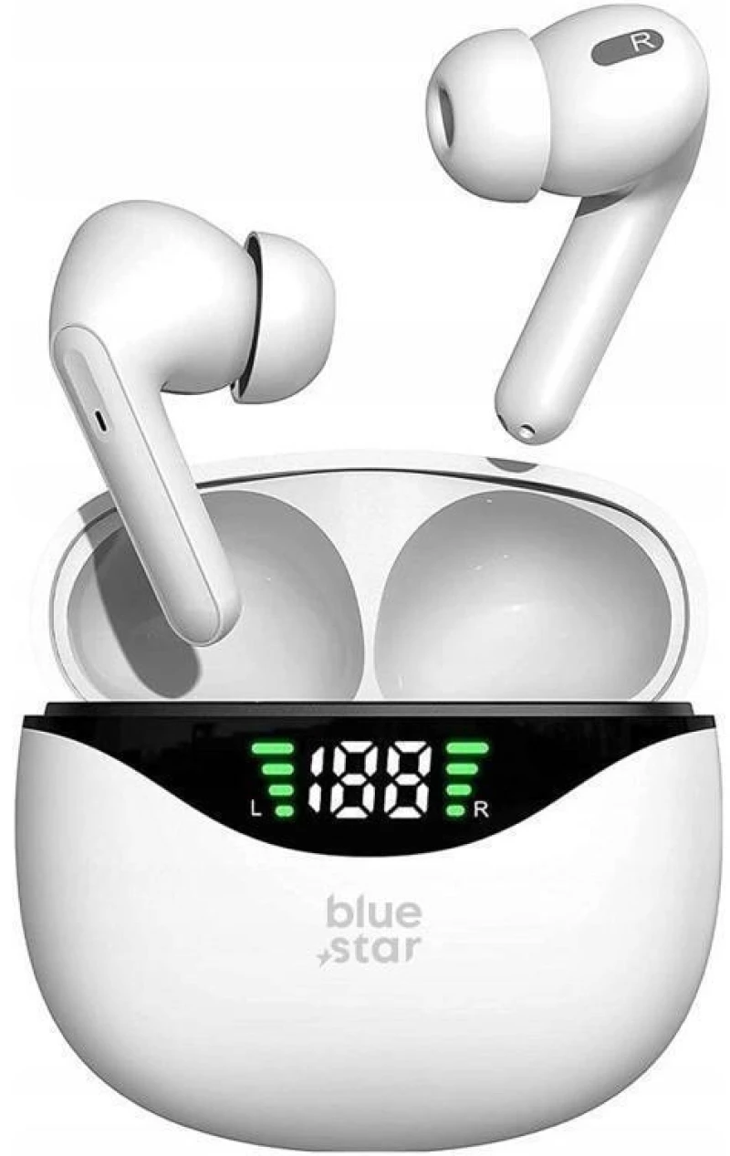 Blue Star T60 In-ear Bluetooth Handsfree Ακουστικά με Θήκη Φόρτισης - Λευκό