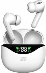 Blue Star T60 In-ear Bluetooth Handsfree Ακουστικά με Θήκη Φόρτισης - Λευκό