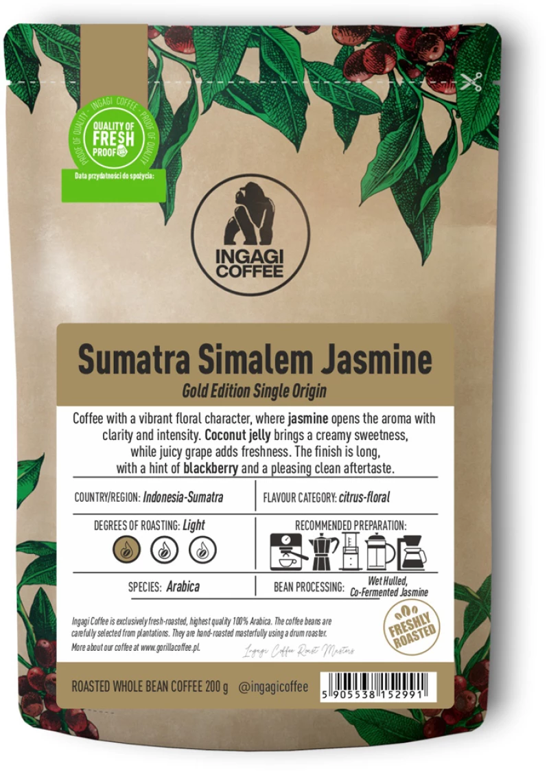 Καφές Espresso Ingagi Indonesia Sumatra Simalem Jasmine 200g σε κόκκους