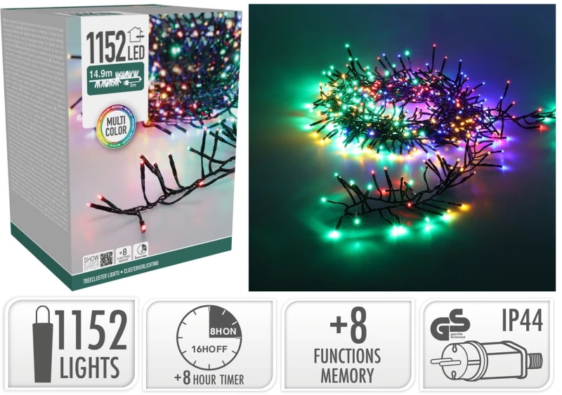 1152 LED Φωτάκια - 14.9 Μέτρα - Χρονοδιακόπτης - Πολύχρωμο