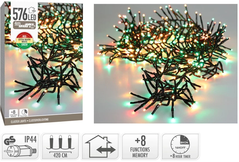 ΧΡΙΣΤΟΥΓΕΝΝΙΆΤΙΚΑ ΛΑΜΠΆΚΙΑ LED CLUSTER LIGHTS 576L 3 CLR AX8550720