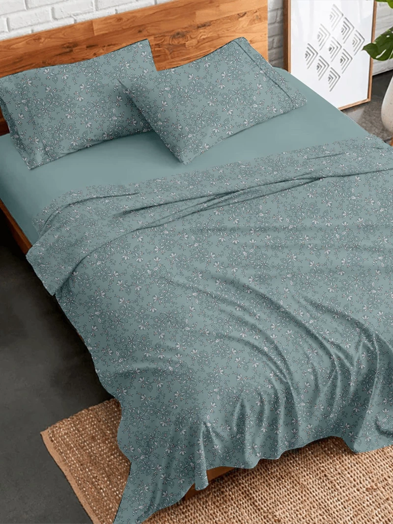Σετ Σεντόνια Flannel 928 Aqua Υπέρδιπλο με λάστιχο (170x205+30)