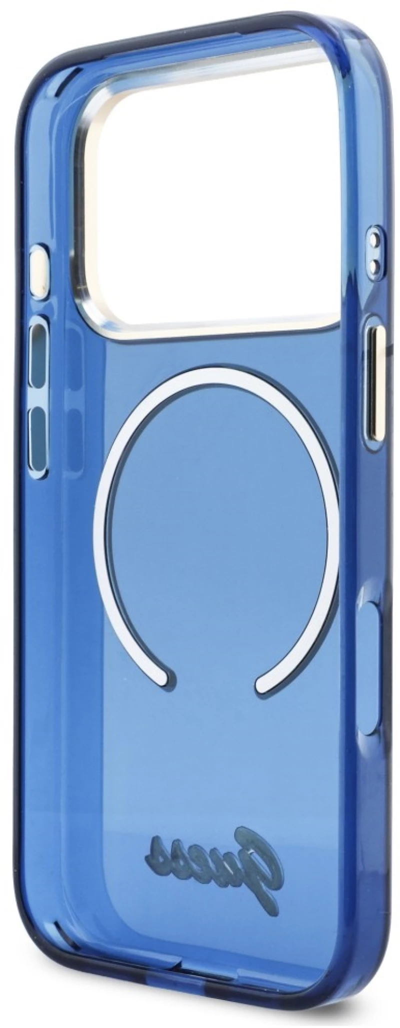 Guess IML Script Metal MagSafe Case for iPhone 17 Pro - Blue