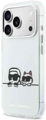 Karl Lagerfeld IML Karl & Choupette Peekaboo Logo MagSafe Case for iPhone 17 Pro - White