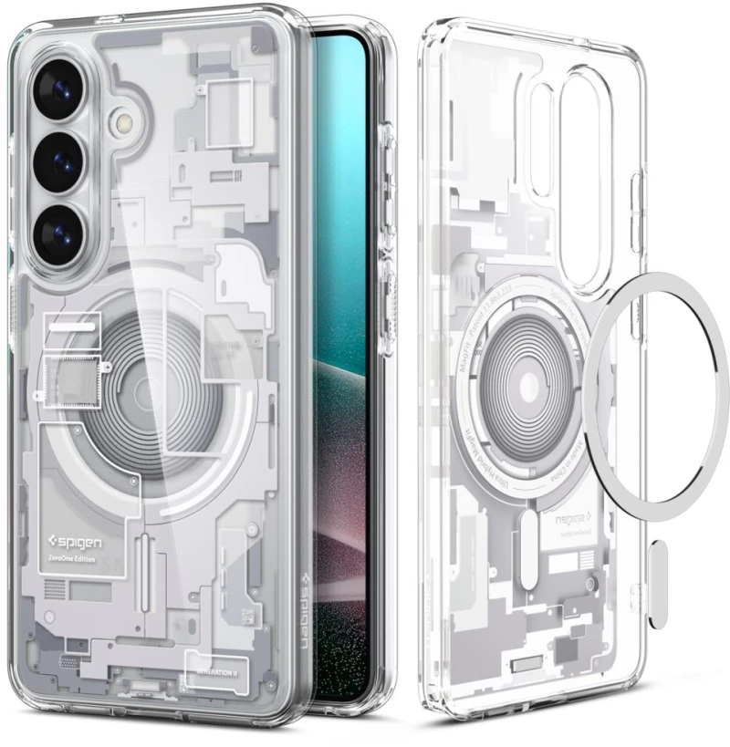 Spigen Ultra Hybrid Mag MagSafe Case for Samsung Galaxy S26 Zero One - Clear and White