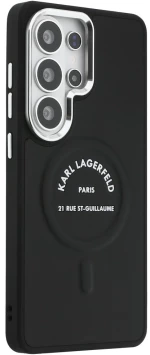 Karl Lagerfeld Embossed Ring RSG Logo MagSafe Case for Samsung Galaxy S26 Ultra - Black