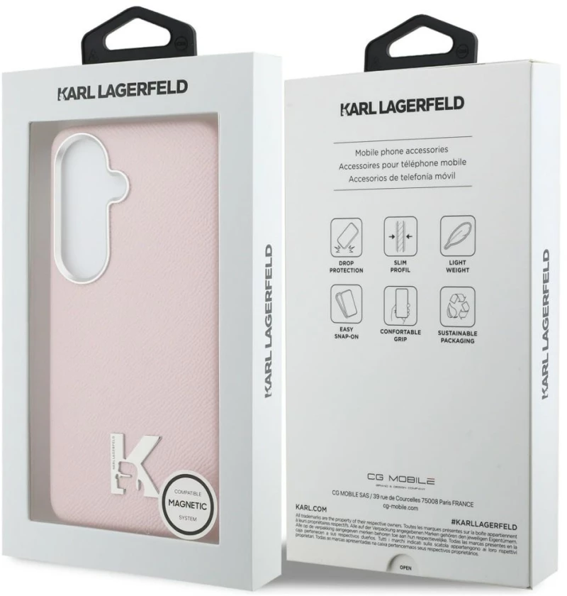 Karl Lagerfeld K Metal Logo MagSafe Case for Samsung Galaxy S26 - Pink
