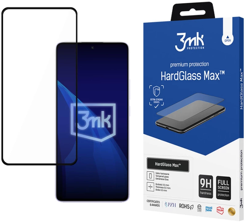 Reinforced Full Coverage Tempered Glass 3mk HardGlass Max Black for Xiaomi Redmi Note 14 5G