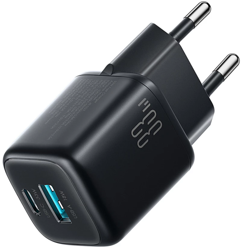 Joyroom JR-TG7 33W USB-A + USB-C Wall Charger with 60W USB-C to USB-C 1m Cable - Black