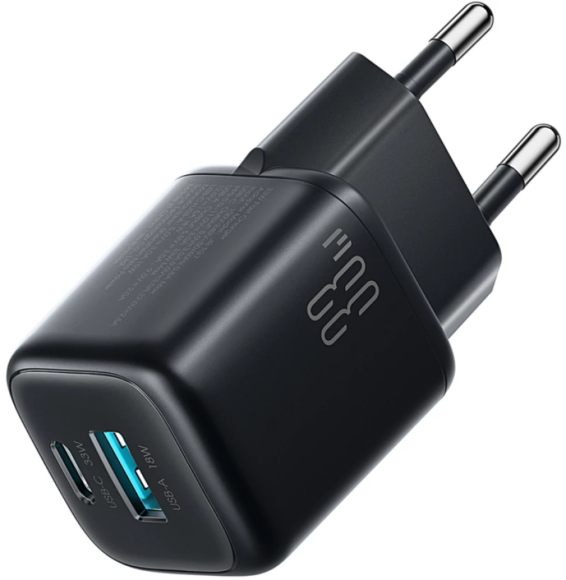 Joyroom JR-TG7 33W USB-A + USB-C Wall Charger with 60W USB-C to USB-C 1m Cable - Black