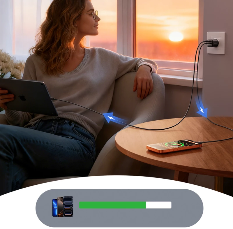 Joyroom JR-TG7 33W USB-A + USB-C Wall Charger with 60W USB-C to USB-C 1m Cable - Black