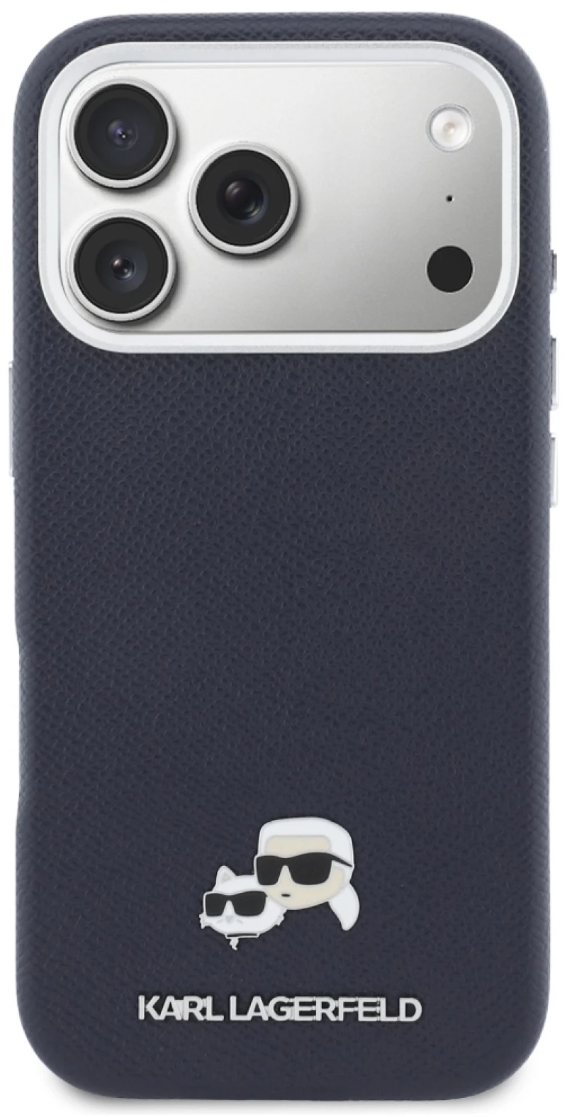 Karl Lagerfeld Karl & Choupette Head Pins Saffiano MagSafe Case for iPhone 17 Pro Max - Blue